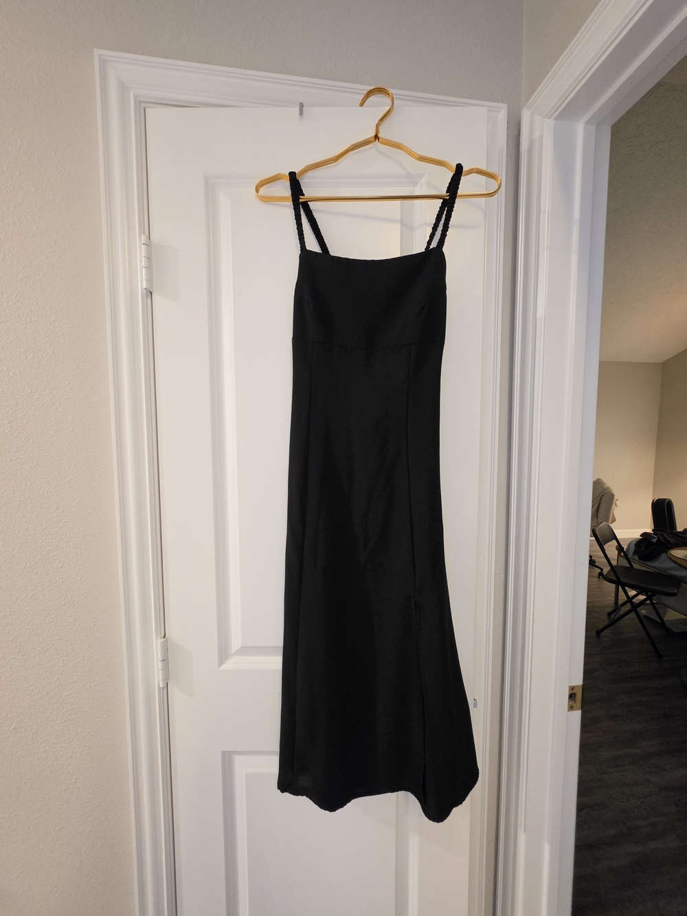 Forever 21 Black Midi Slip Dress with Braided Straps